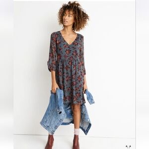 Madewell Moonblossom Ruffle-Sleeve Dress in Winter Orchid Size 10 NWT